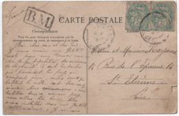 Algérie Marque Postale Rectangulaire B.M. = Boîte Mobile Routière LAGHOUAT > DJELFA 1905 Timbres 5c BLANC > France - 1877-1920: Semi-moderne Periode