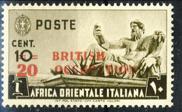 British Occupation  AOI 1941 Sass. N. 2 - C. 20 Su 10 Bruno. ** MNH Cat € 120 Firma A. Diena - Unused Stamps