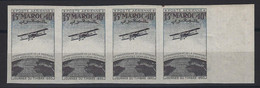 France Colonies Maroc Postes Aerienne N°74** Journéée Du Timbre Essai Non Dentelé Bande De 4 Sans Tracé Rouge ! RR - Unused Stamps