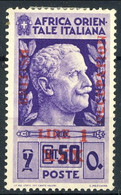 British Occupation AOI 1941 Sass. N. 6 - Lire 1 Su C. 50 Violetto. * MVLH Leggero Decalco Cat € 120 Firma A. Diena - Unused Stamps