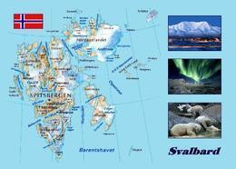 Svalbard Islands Map New Postcard Spitzbergen Landkarte AK - Norway