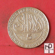 MONACO 5 FRANCS  - FICHA DE CASINO - SOCIETE DE BAINS     - (Nº43072) - Casino