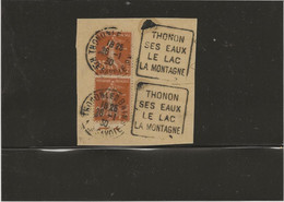 DOUBLE OBLITERATION DAGUIN SUR FRAGMENT " THONON SES EAUX -LE LAC- -LA MONTAGNE -ANNEE 1930 - Maschinenstempel (Sonstige)