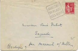 OBLITERATION DAGUIN SUR LETTRE "MIMIZAN SA PLAGE SES PINS " ANNEE 1937 - Annullamenti Meccaniche (Varie)