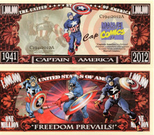 USA 1 Million Dollar Novelty Banknote 'Captain America' (Marvel) - NEW - UNC & CRISP - Other - America