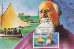Carte  Maximum  1er  Jour   POLYNESIE    Grands  Missionnaires  Catholiques    1987 - Tarjetas – Máxima