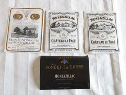 Étiquettes De Vin  Monbazillac Château Gombet La Roche 1996, Le Fagé 1983, Clos Fontindoule 1985 - Monbazillac