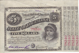 BILLETE DE ESTADOS UNIDOS DE 5 DÓLLARS DEL AÑO 1886 STATE OF LOUISIANA (BANKNOTE) - Unclassified