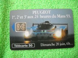 7140 Télécarte Collection PEUGEOT 1er 2e Et 3e  24 Heures Du MANS  En 93   50u  ( Recto Verso)  Carte Téléphonique - Auto's