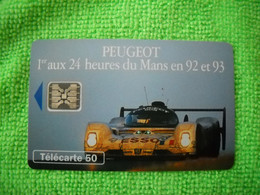 7142 Télécarte Collection PEUGEOT 1er  24 Heures Du MANS  En 92 Et 93 Esso   50u  ( Recto Verso)  Carte Téléphonique - Coches