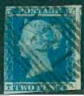 -Two Penny Blue-1841-IMPERFORATED" Towncancel" (O) - Gebruikt