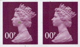 GREAT BRITAIN 2005 Machin Denomination 00p (1p) Wine-purple TRIAL PAIR - Errors, Freaks & Oddities (EFOs