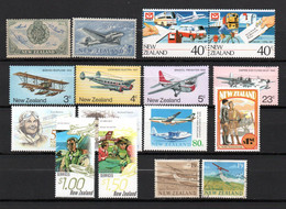T1-25 Nouvelle-Zélande 14 Timbres ** + 2 Oblitérés  A Saisir !!!  Avions - Collections, Lots & Series