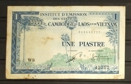 French Indochine Indochina Vietnam Viet Nam Laos Cambodia 1 Piastre VF Banknote 1954 - Pick # 94 / 02 Photos - Indochina