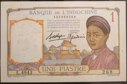 French Indochina Indo China Indochine Vietnam Cambodia 1 Piastre AU Banknote Note / Billet 1932 - 1949 - Pick # 54b - Indocina