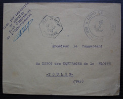 Brest 1949 Dépôt Des équipages, Cachets Et Signature, Voir Photo - Bolli Militari A Partire Dal 1940 (fuori Dal Periodo Di Guerra)