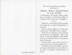 GC . OCHAMPS ..-- Mme Josée MICHEL , épouse De Mr Robert GOLINVAUX , Née En 1935 , Décédée En 1982 à LONGLIER . - Libin