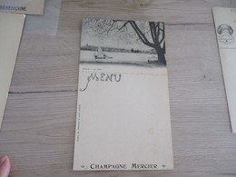 Menu Vierge Illustré + Carte Postale Champagne Mercier Suisse Genève Le Port - Menú