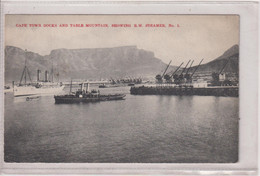SOUTH AFRICA - Cape Town Docks And Table Mountain Showing RM Steamer. - Good Postmarks 1910 - Südafrika