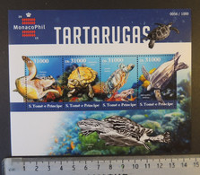 St Thomas 2015 Turtles Reptiles Marine Life Monacophil Stamp Exhibition M/sheet Mnh - Ganze Bögen