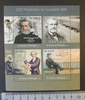 St Thomas 2013 Giuseppe Verdi Classical Music Composer M/sheet Mnh - Feuilles Complètes Et Multiples