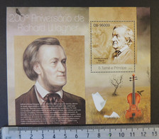 St Thomas 2013 Richard Wagner Classical Music Composer Violin Birds S/sheet Mnh - Feuilles Complètes Et Multiples