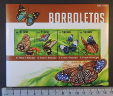 St Thomas 2015 Butterflies Insects Flowers M/sheet Mnh #2 - Full Sheets & Multiples