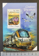 St Thomas 2013african Trains Railways Transport Birds Shosholoza S/sheet Mnh - Feuilles Complètes Et Multiples