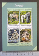 St Thomas 2013 Gorillas Apes Animals M/sheet Mnh - Volledige & Onvolledige Vellen