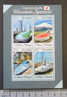 St Thomas 2013 Japanese High Speed Trains Railways Transport Shinkansen M/sheet Mnh - Hojas Completas