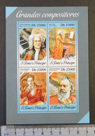 St Thomas 2013 Great Composers Classical Music Bach Liszt Schubert Brahms M/sheet Mnh - Ganze Bögen