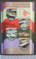 St Thomas 2015 Japanese High Speed Trains Railways Transport Shinkansen M/sheet Mnh - Feuilles Complètes Et Multiples