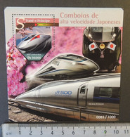 St Thomas 2015 Japanese High Speed Trains Railways Transport Shinkansen S E655 Efset S/sheet Mnh - Full Sheets & Multiples