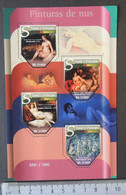 St Thomas 2015 Art Nudes Women Rembrandt Van Loo Delacroix Cezanne M/sheet Mnh - Full Sheets & Multiples