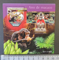 St Thomas 2015 Lunar New Year Monkey Apes Animals S/sheet Mnh - Volledige & Onvolledige Vellen