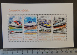 St Thomas 2013 High Speed Trains Railways Transport Talgo Twindexx Bullet M/sheet Mnh - Hojas Completas