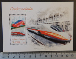 St Thomas 2013 High Speed Trains Railways Transport Ntv Agv Taiwan 700t S/sheet Mnh - Feuilles Complètes Et Multiples