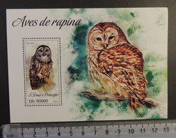 St Thomas 2013 Birds Of Prey Owls S/sheet Mnh - Volledige & Onvolledige Vellen