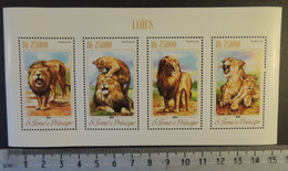 St Thomas 2014 Lions Big Cats Animals M/sheet Mnh - Hojas Completas