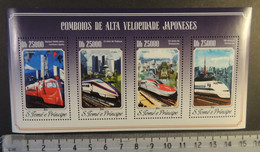 St Thomas 2014 Japanese High Speed Trains Railways Transport Nankai Shinkansen M/sheet Mnh - Volledige & Onvolledige Vellen