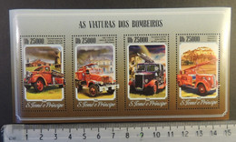 St Thomas 2014 Fire Engines Trucks Tenders M/sheet Mnh - Feuilles Complètes Et Multiples