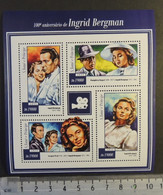 St Thomas 2015 Ingrid Bergman Cinema Women Humphrey Bogart Gregory Peck M/sheet Mnh - Full Sheets & Multiples