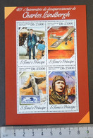 St Thomas 2014 Charles Lindbergh Aviation Pioneer Stamp On Stamp M/sheet Mnh - Full Sheets & Multiples