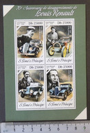 St Thomas 2014 Louis Renault Cars Transport M/sheet Mnh - Full Sheets & Multiples