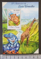 St Thomas 2014 Red List Giraffes Endangered Animals S/sheet Mnh - Hojas Completas