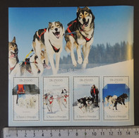 St Thomas 2014 Sledge Dogs Animals Husky Transport M/sheet Mnh - Hojas Completas