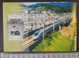 St Thomas 2014 Electric Transport Scooter Trains Railways S/sheet Mnh - Full Sheets & Multiples