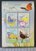 St Thomas 2014 Butterflies Insects Flowers Orchids M/sheet Mnh - Ganze Bögen