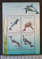 St Thomas 2014 Dolphins Mammals Marine Life M/sheet Mnh - Feuilles Complètes Et Multiples