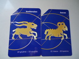 POLAND     USED CARDS  2 ZODIAC  ZODIAC SIGNS - Dierenriem